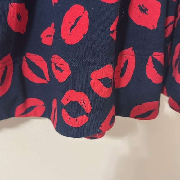 Marc by Marc Jacobs Pucker Up Strapless Dress Lips Print Navy & Red Sz Large NWT - Picture 10 of 15